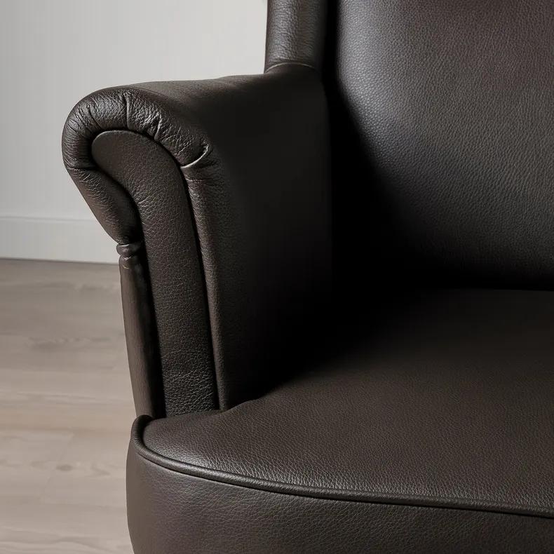 IKEA STRANDMON СТРАНДМОН, кресло с подголовником, Гранн / Бомстад темно-коричневый 004.946.38 фото №5