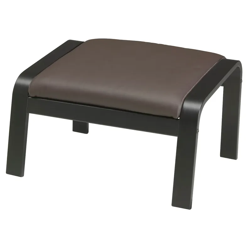 IKEA POÄNG ПОЭНГ, кресло с табуретом для ног, черно-коричневый / Глосе темно-коричневый 595.510.71 фото №5