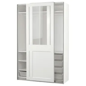 IKEA PAX ПАКС / GRIMO ГРІМО, гардероб із розсувними дверцятами, білий/прозоре скло білий, 150x66x236 см 195.022.71 фото