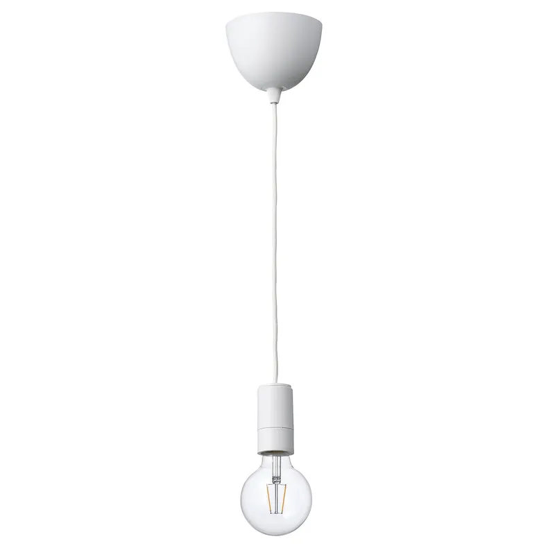 IKEA SUNNEBY СУННЕБЮ / LUNNOM ЛУННОМ, підвісний світильник із лампою, біла / прозора куля 894.915.04 фото №1