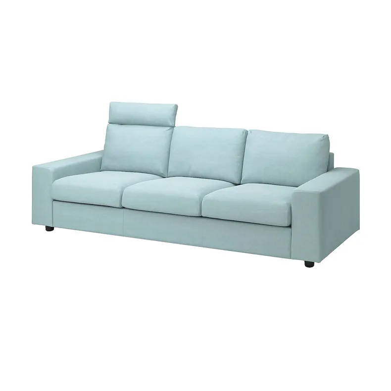 IKEA VIMLE ВИМЛЕ, чехол на 3-местный диван, с подголовником с широкими подлокотниками / Саксемара светло-голубой 594.250.30 фото №2