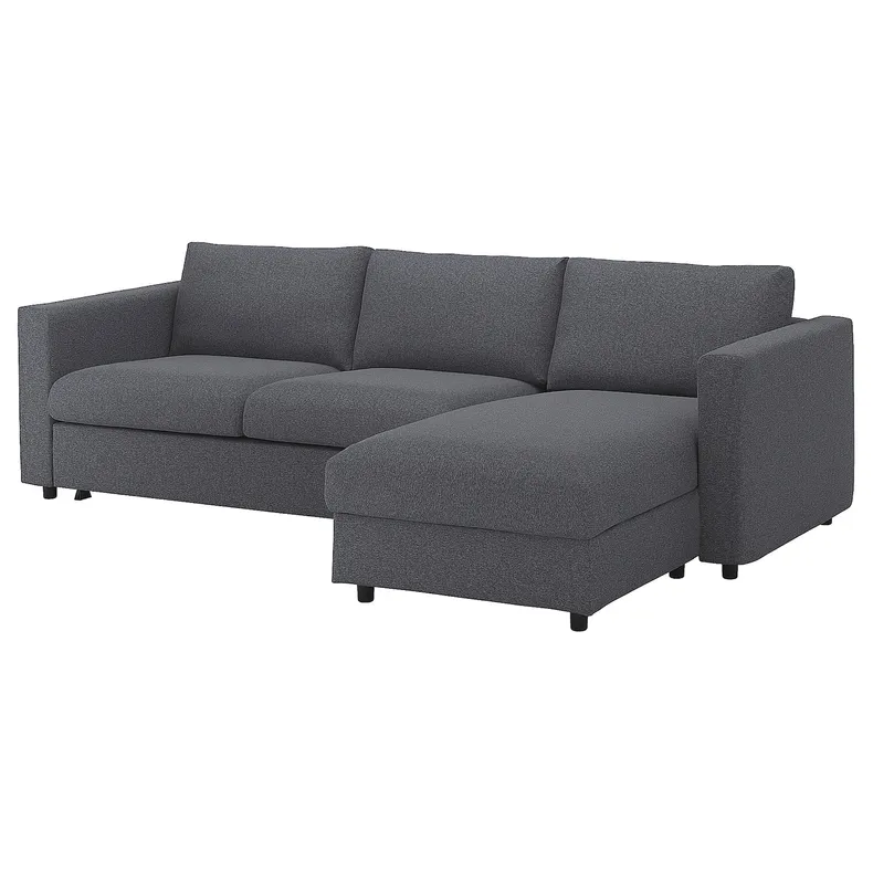 IKEA VIMLE ВИМЛЕ, 3-местный диван-кровать с козеткой, Окрашенный в средне-серый цвет 795.452.82 фото №1