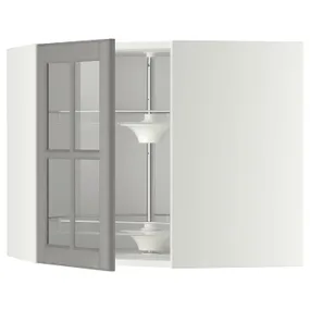 IKEA METOD МЕТОД, кутова настін шафа / об сек / скл двер, білий / сірий Бодбін, 68x60 см 393.949.68 фото