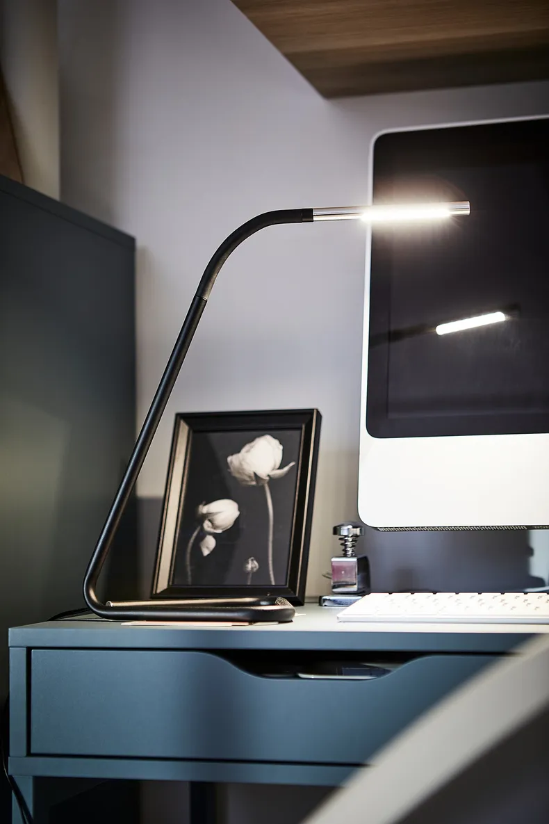 IKEA HÅRTE ХОРТЕ, рабочая лампа, светодиодная, чёрный / серебристый 205.272.42 фото №3