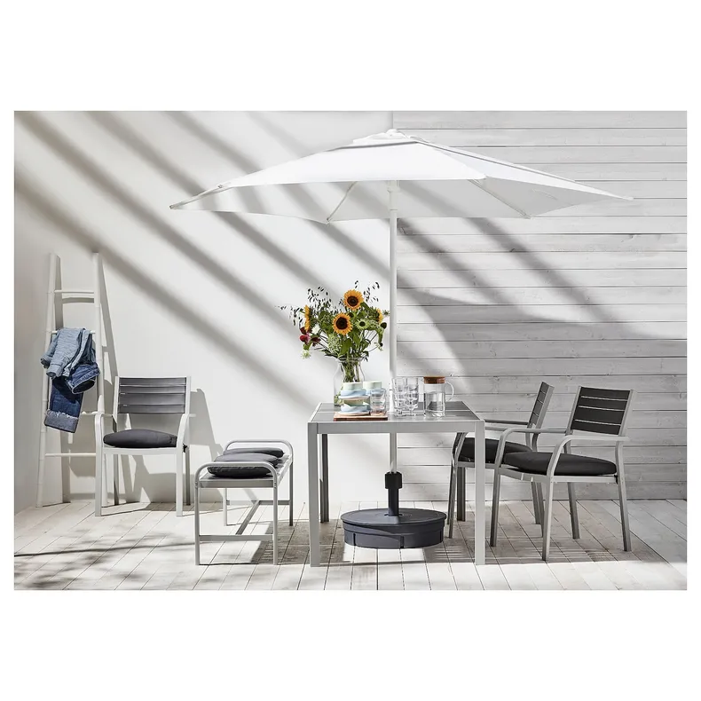 IKEA HÖGÖN ХЁГЁН, зонт от солнца с опорой, белый / темно-серый, 270 см 392.858.13 фото №3