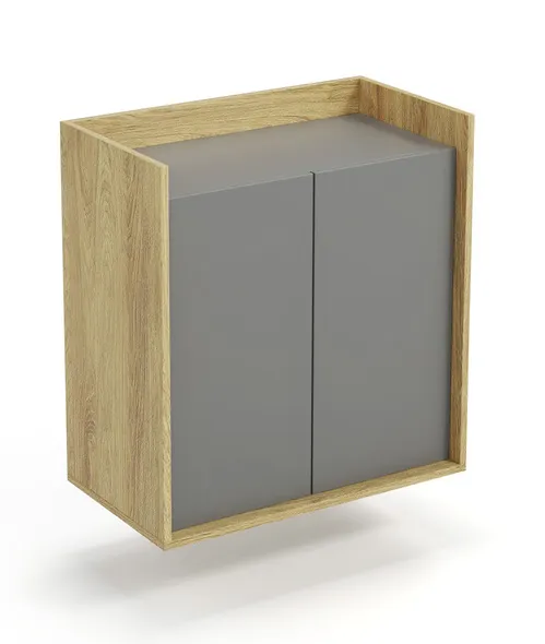 Шкафчик HALMAR MOBIUS 2D CUPBOARD, копус : натуральный гикори, фасад - пыльно-серый фото №1