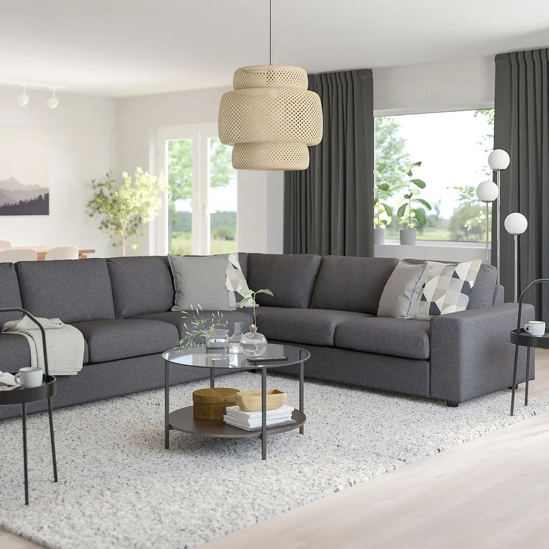 IKEA VIMLE ВІМЛЕ, кутовий диван, 5-місний, з широкими підлокітниками / ГУННАРЕД класичний сірий 394.018.03 фото №2