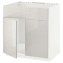 IKEA METOD МЕТОД, підлог шафа д / мийки / 2 двер / фрон пан, білий / Ringhult світло-сірий, 80x60 см 394.623.06 фото thumb №1