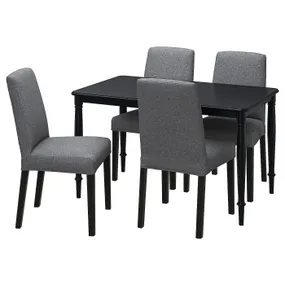 IKEA DANDERYD ДАНДЕРЮД / BERGMUND БЕРГМУНД, стіл+4 стільці, чорний / Gunnared середньо-сірий, 130 см 295.443.03 фото