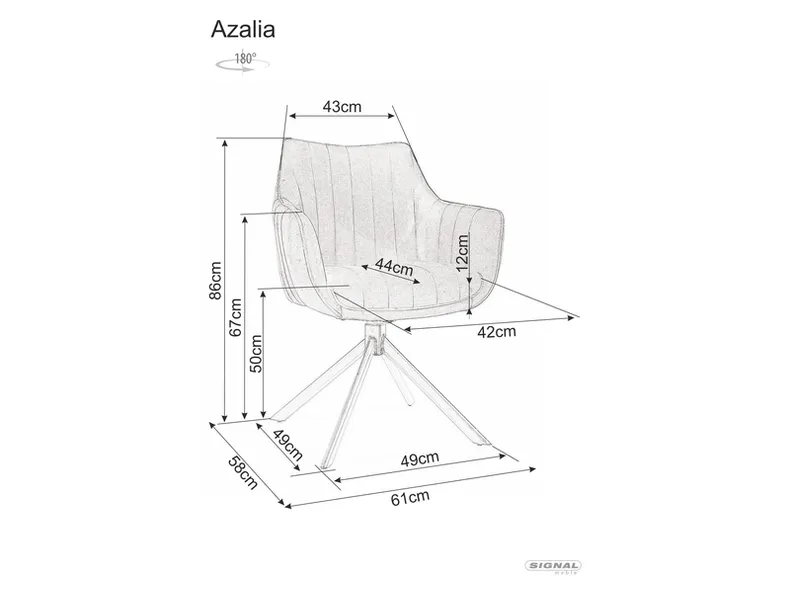 Кухонный стул бархатный SIGNAL AZALIA Velvet, Bluvel 86 - темно-синий фото №26