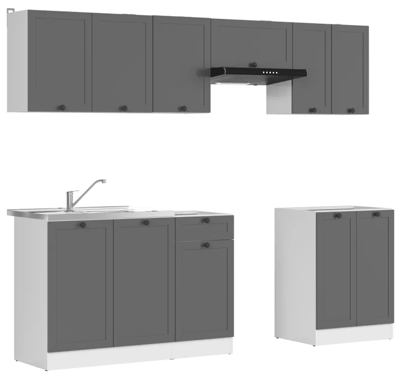 BRW Кухонний гарнітур Junona Line 240 см з побутовою технікою графіт, білий/графіт JUNONA_AGD_WER_2/240_BBL-BI/GF фото №2