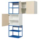 IKEA PLATSA ПЛАТСА, открытая комбинация с 3 дверями, белый Калбоден / синий, 140x42x182 см 095.229.10 фото thumb №1