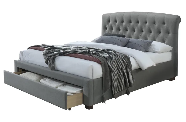 Двуспальная кровать с ящиками HALMAR AVANTI 160x200 см серый фото №1