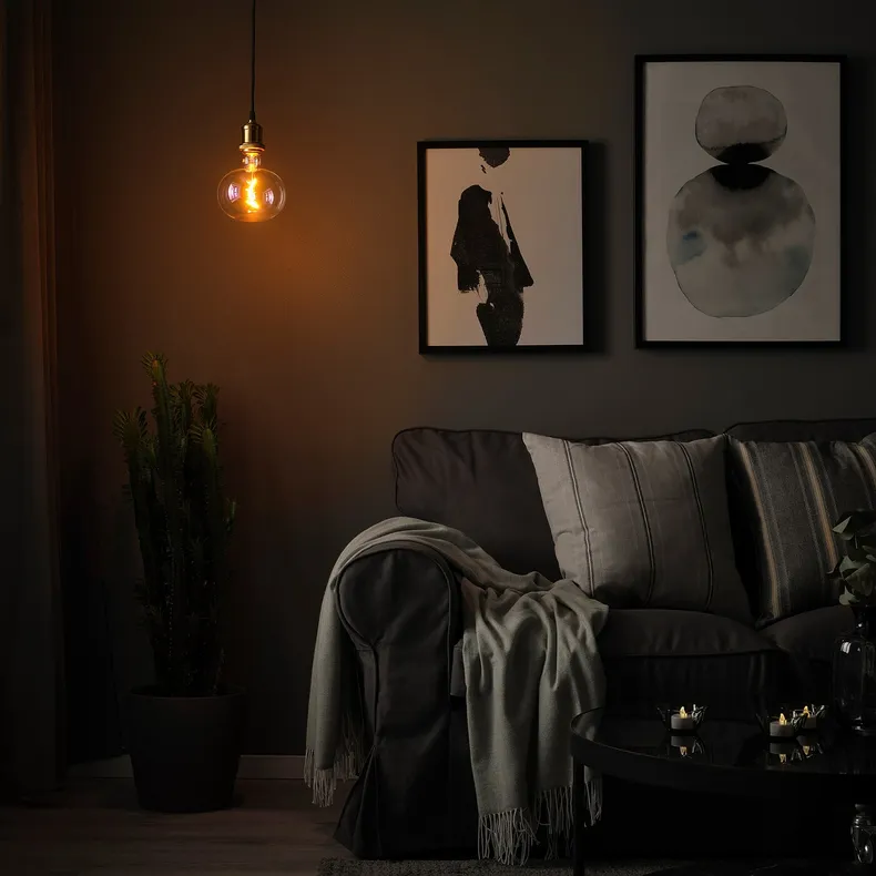 IKEA JÄLLBY ЄЛЛЬБЮ / MOLNART МОЛЬНАРТ, підвісний світильник із лампою, латунний / еліпсовий різнокольоровий 294.913.71 фото №3