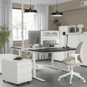 IKEA MITTZON МИТТЗОН, письменный стол ash stained black, white, 140x60 см фото thumb №2