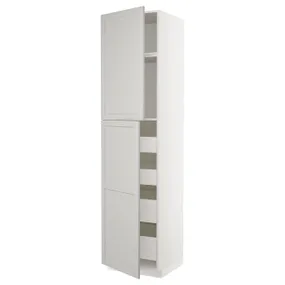 IKEA METOD МЕТОД / MAXIMERA МАКСІМЕРА, висока шафа, 2 дверцят / 4 шухляди, білий / світло-сірий Lerhyttan, 60x60x240 см 194.626.56 фото