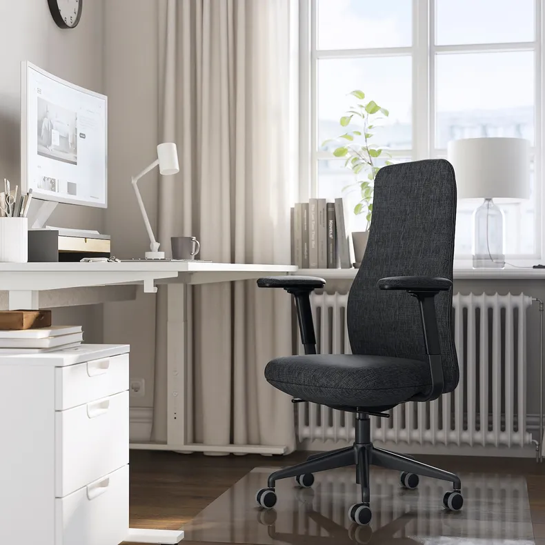 IKEA GRÖNFJÄLL ГРЕНФЙЕЛЛЬ, офісний стілець із підлокітниками, Летафорс сірий / чорний 005.034.40 фото №3