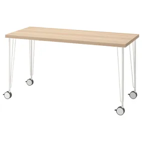 IKEA LAGKAPTEN ЛАГКАПТЕН / KRILLE КРІЛЛЕ, письмовий стіл, під білений дуб / білий, 140x60 см 294.172.63 фото
