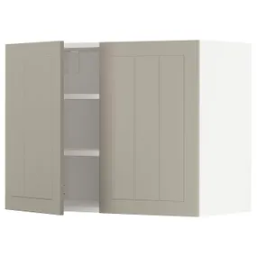IKEA METOD МЕТОД, навесной шкаф с полками / 2дверцы, белый / Стенсунд бежевый, 80x60 см 294.597.43 фото