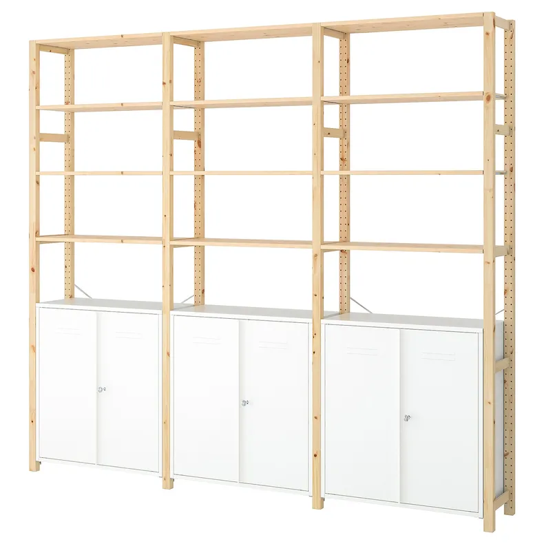 IKEA IVAR ИВАР, 3 секции / шкаф / полки, сосна / белый, 259x30x226 см 094.039.45 фото №1