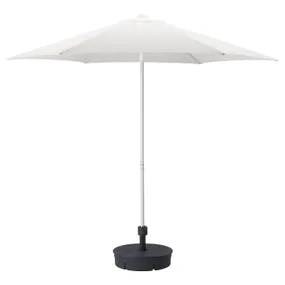 IKEA HÖGÖN ХЕГЕН, сонячна парасоля+опора, білий / темно-сірий, 270 см 392.858.13 фото