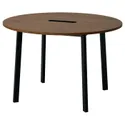 IKEA MITTZON МІТТЗОН, стіл для конференцій, шпон горіха круглий / чорний, 120x75 см 195.305.04 фото thumb №1