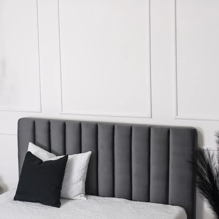 Кровать двуспальная бархатная 160x200 MEBEL ELITE MARI Velvet, серый фото №6