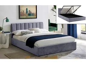 Ліжко полуторне оксамитове SIGNAL MONTREAL Velvet, сірий, 140x200 фото