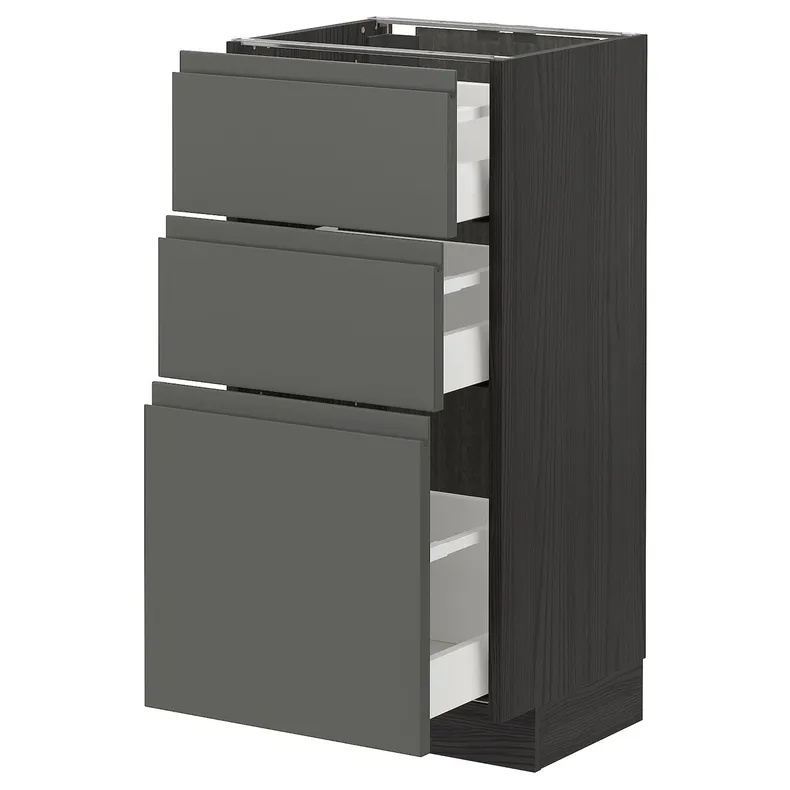 IKEA METOD МЕТОД / MAXIMERA МАКСИМЕРА, напольный шкаф с 3 ящиками, черный / Воксторп темно-серый, 40x37 см 193.110.83 фото №1