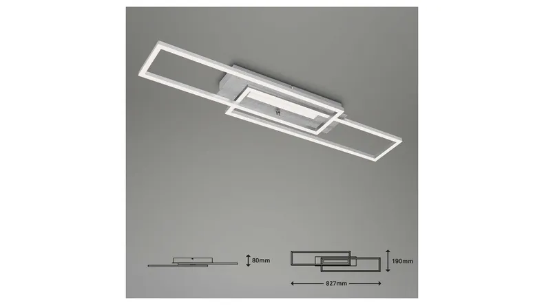 BRW Стельовий світильник MID LED 2-точковий металевий сріблястий 085523 фото №7