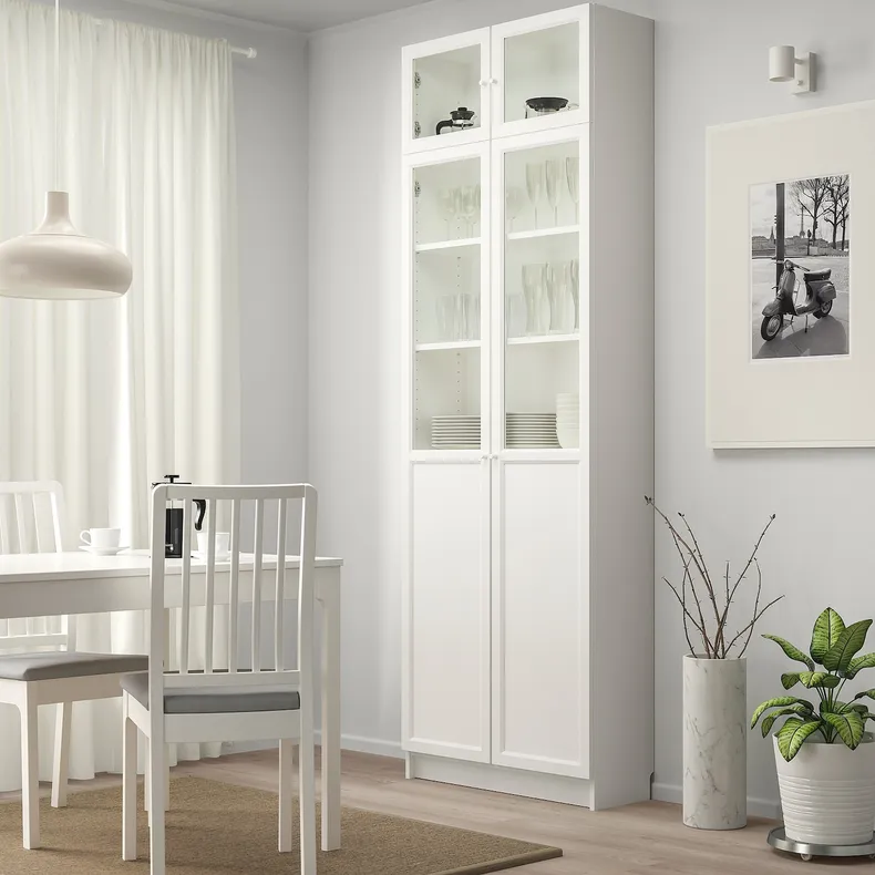 IKEA BILLY БИЛЛИ, стеллаж с верхними полками / дверьми, белый, 80x30x237 см 292.873.46 фото №2