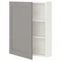 IKEA ENHET ЕНХЕТ, настінн шафа з 2 поличками/дверцят, біла/сіра рамка, 60x17x75 см 993.236.66 фото thumb №1