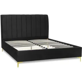 Ліжко двоспальне оксамитове MEBEL ELITE MARCELO Velvet, 160x200 см, чорний фото