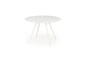 Круглий обідній стіл HALMAR ARAMIS 120х120 см, стільниця - тераццо, ніжки - білі фото