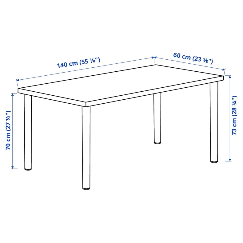 IKEA LAGKAPTEN ЛАГКАПТЕН / ADILS АДИЛЬС, письменный стол, белый / темно-серый, 140x60 см 294.171.59 фото №5