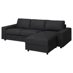 IKEA VIMLE ВИМЛЕ, 3-местный диван-кровать с козеткой, с широкими подлокотниками/Hillared антрацит 495.555.12 фото