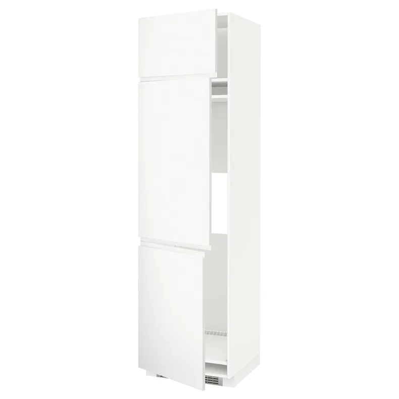 IKEA METOD МЕТОД, высокий шкаф д / холод / мороз / 3 дверцы, белый / Воксторп матовый белый, 60x60x220 см 894.574.25 фото №1
