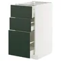 IKEA METOD МЕТОД / MAXIMERA МАКСИМЕРА, напольный шкаф с 3 ящиками, белый/Гавсторп темно-зеленый, 40x60 см 895.566.18 фото