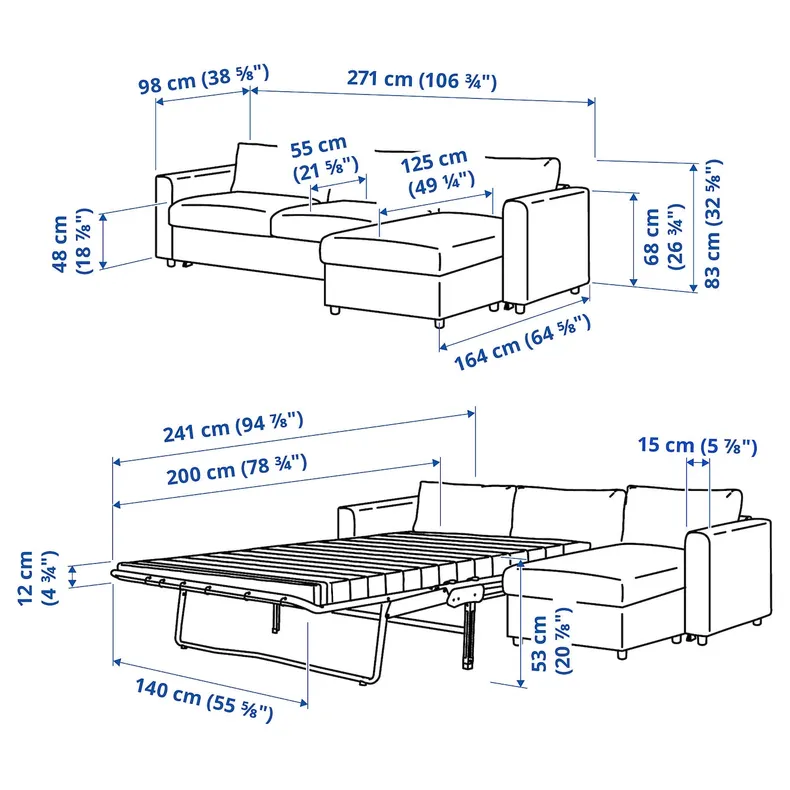 IKEA VIMLE ВІМЛЕ, 3-місний диван із кушеткою, ХАЛЛАРП бежевий фото №10