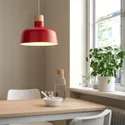 IKEA BUNKEFLO БУНКЕФЛУ, подвесной светильник, красный / берёзовый, 36 см 205.591.72 фото thumb №4