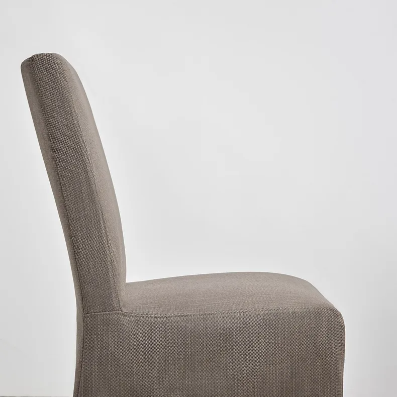 IKEA BERGMUND БЕРГМУНД, стул с чехлом средней длины, белый / нольгага серый / бежевый 393.900.03 фото №6