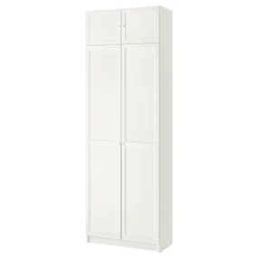 IKEA BILLY БИЛЛИ OXBERG ОКСБЕРГ стеллаж с верхними полками, дверями, белый, 80x42x237 см фото