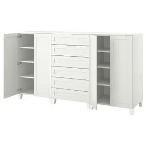 IKEA PLATSA ПЛАТСА, шкаф с дверцами и ящиками, белый / САННИДАЛ белый, 240x57x133 см 194.876.47 фото