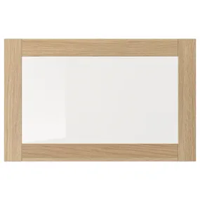 IKEA SINDVIK СІНДВІК, скляні дверцята, білий морений дуб / прозоре скло, 60x38 см 502.963.15 фото
