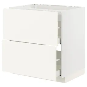IKEA METOD МЕТОД / MAXIMERA МАКСИМЕРА, шкаф д / варочной панели / 2фасада / 2ящ, белый / Вальстена белый, 80x60 см 195.071.79 фото