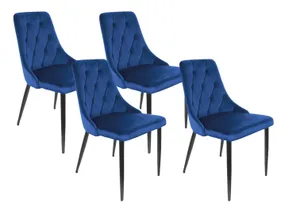 BRW Комплект стільців оксамитових 4 шт BRW ALVAR Velvet, синій DUBLIN_DARK_BLUE_49 фото
