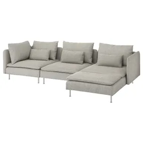 IKEA SÖDERHAMN СЕДЕРХАМН, 4-місний диван, з шезлонгом / віолончеллю бежевий / коричневий 993.058.27 фото