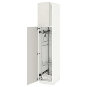 IKEA METOD МЕТОД, висока шафа із приладд д / прибирання, білий / Ringhult світло-сірий, 40x60x200 см 294.697.23 фото