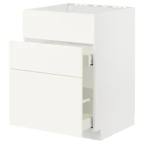 IKEA METOD МЕТОД / MAXIMERA МАКСІМЕРА, підлог шафа д / мийки+3 фр пан / 2 шух, білий / ВАЛЛЬСТЕНА білий, 60x60 см 295.071.74 фото