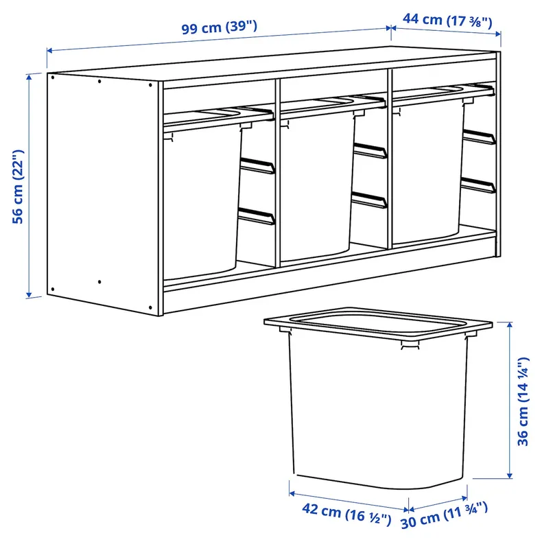 IKEA TROFAST, стеллаж для мусорных контейнеров, белый/белый, 99x44x56 см 595.747.32 фото №4